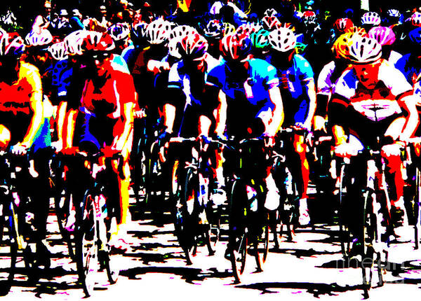 Peloton Poster featuring the photograph Working together to catch the leader by David Bearden