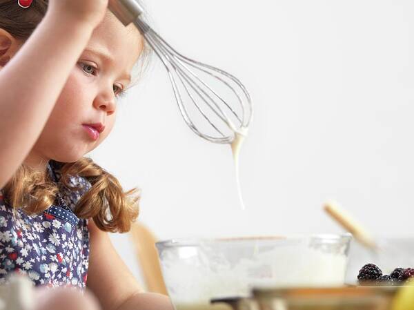 Caucasian Poster featuring the photograph Young Girl Baking by Tek Image/science Photo Library