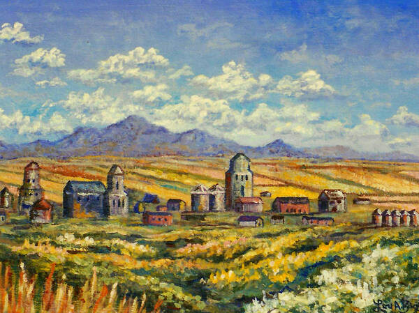 Mountains Poster featuring the painting Montana Wheat Farm #1 by Lou Ann Bagnall