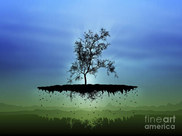 Trees Poster featuring the digital art Digitally Generated Image Of A Flying #2 by Vlad Gerasimov