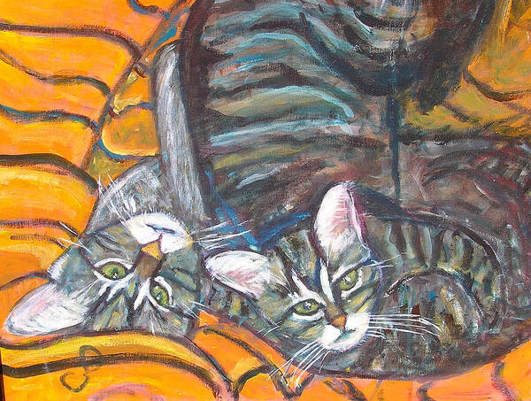 Cats Poster featuring the painting Dos Gatos by Carolyn Donnell