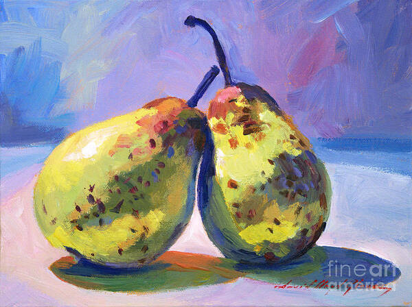 Still Life Poster featuring the painting A Pair of Pears by David Lloyd Glover