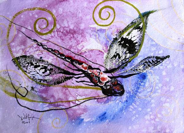 Dragonfly Poster featuring the painting Abstract Dragonfly 6 by J Vincent Scarpace