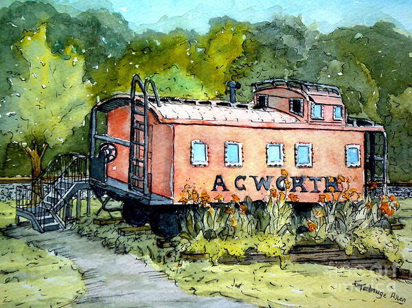 Caboose Poster featuring the painting Acworth Caboose by Gretchen Allen