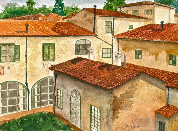 Florence Poster featuring the painting Back Yard by Frank SantAgata