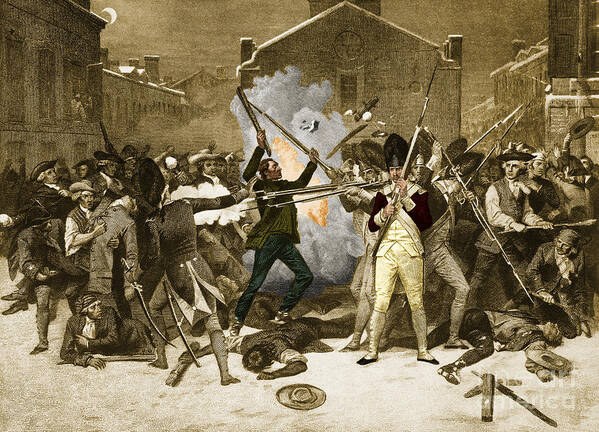 Alonzo Chappel Poster featuring the photograph Boston Massacre, 1770 by Photo Researchers
