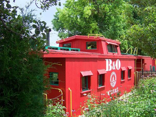 Caboose Poster featuring the photograph Caboose in the Trees by Charles Robinson