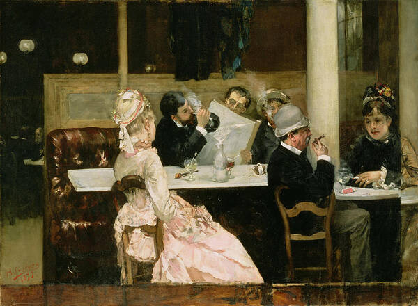 Cafe Poster featuring the painting Cafe Scene in Paris by Henri Gervex