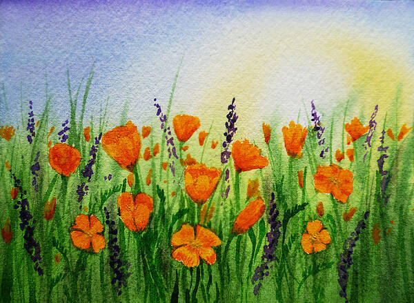 Poppies Poster featuring the painting California Poppies Field by Irina Sztukowski