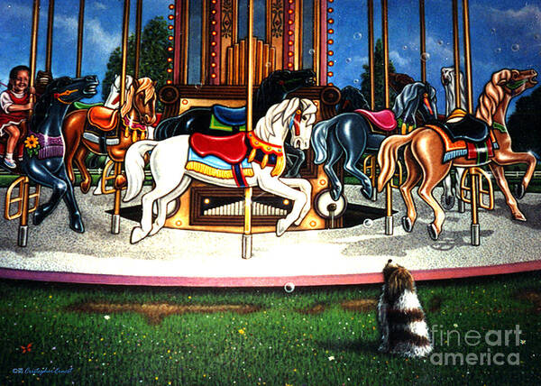 Cristopher Ernest Poster featuring the painting Carousel center detail by Cristophers Dream Artistry