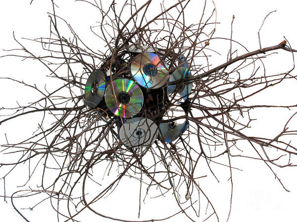 Sculpture Poster featuring the mixed media CD Virus by Adam Long