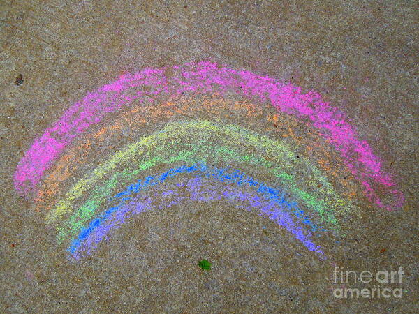 Rainbow Poster featuring the photograph Chalk Rainbow on Sidewalk by Renee Trenholm