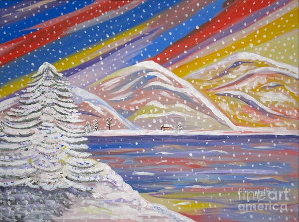 Lots Of Snow Poster featuring the painting Colorful Snow by Phyllis Kaltenbach