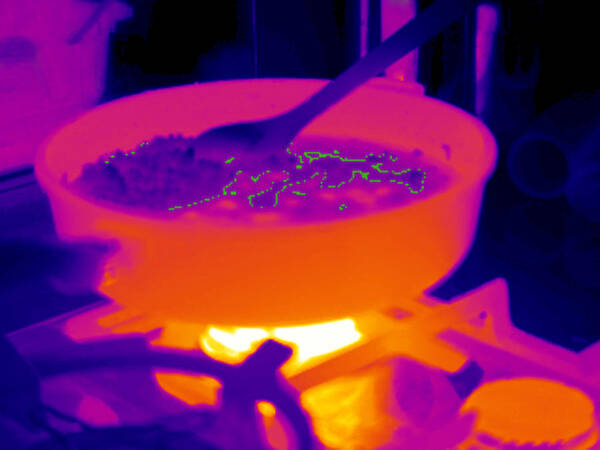 Saucepan Poster featuring the photograph Cooking On A Gas Stove, Thermogram by Tony Mcconnell