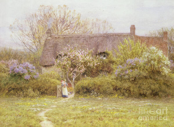 Cottage Poster featuring the painting Cottage Freshwater Isle of Wight by Helen Allingham