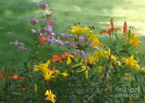  Poster featuring the digital art Daylilies by Denise Dempsey Kane