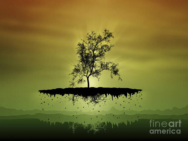 Trees Poster featuring the digital art Digitally Generated Image Of A Flying by Vlad Gerasimov