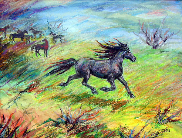  Poster featuring the painting Dream Horse in Flight by Nancy Tilles