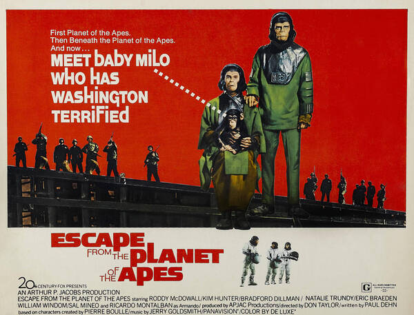 1970s Poster Art Poster featuring the photograph Escape From The Planet Of The Apes, L-r by Everett