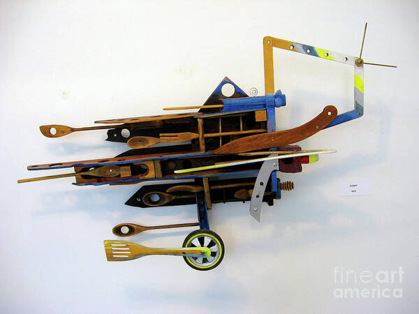 Found And Recycled Objects Poster featuring the mixed media Flying by Bill Thomson