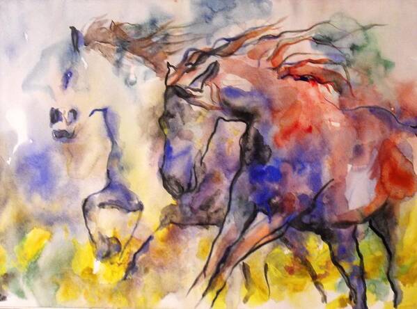 Horse Poster featuring the painting Free Spirits by Koro Arandia