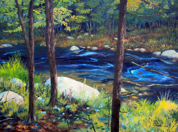 Maine Poster featuring the painting Georges River Woods Trail by Laura Tasheiko