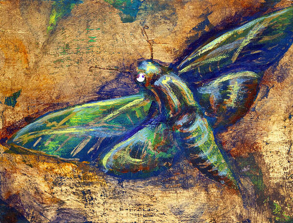 Moth Poster featuring the mixed media Golden Moth by Ashley Kujan