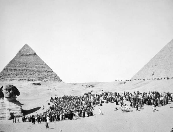 20th Century Poster featuring the photograph Great Sphinx And Pyramids by Granger