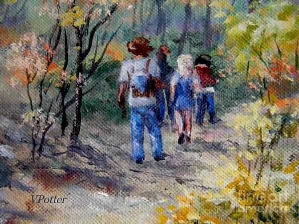 Hikers Poster featuring the painting Hikers by Virginia Potter