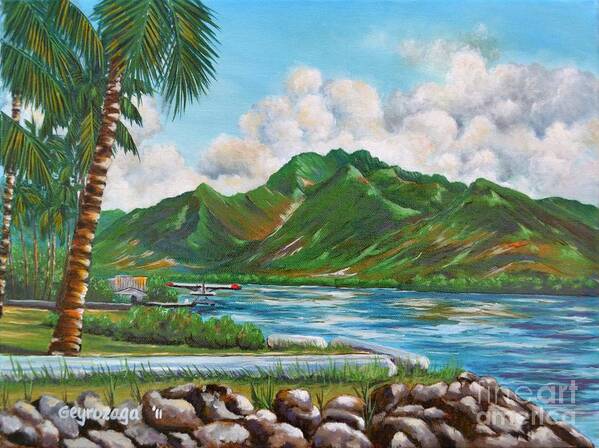 Oahu Poster featuring the painting Keehi Lagoon by Larry Geyrozaga
