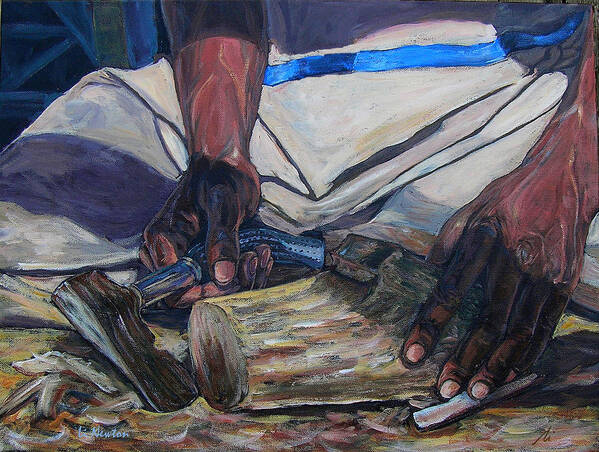 Acrylic Poster featuring the painting Kenny's Hands by Li Newton