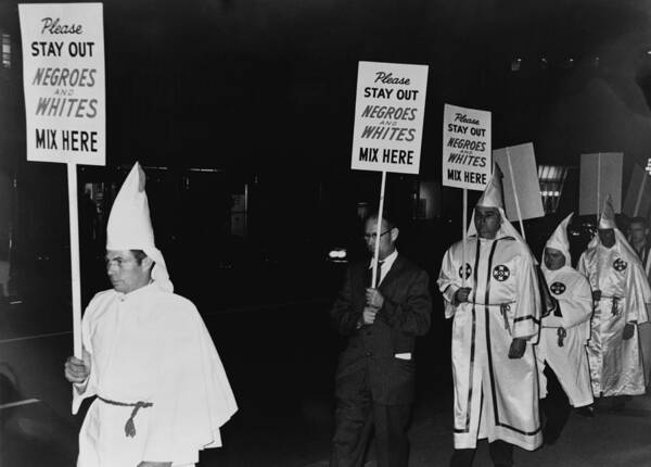 History Poster featuring the photograph Ku Klux Klan Members, In Hooded White by Everett