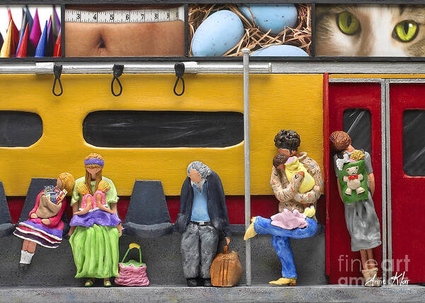 Subway Poster featuring the sculpture Lonely Travelers - Crop Of Original - To See Complete Artwork Click View All by Anne Klar