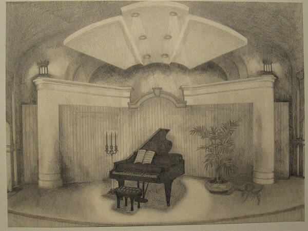 Piano Poster featuring the drawing Marylhurst by Ron Weber