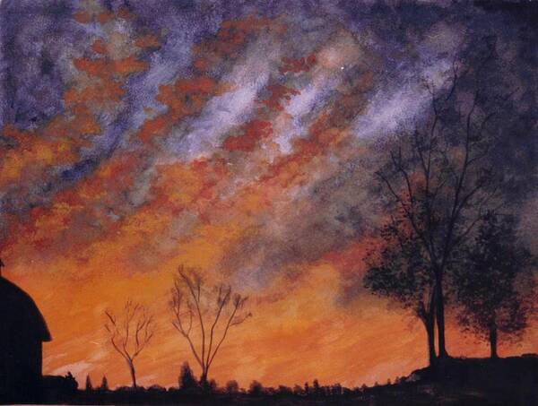 Sun Poster featuring the painting Midwest Sunset by Stacy C Bottoms