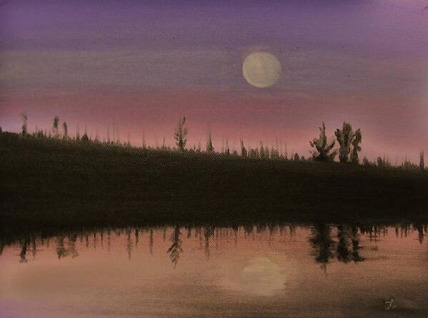Moonlight Poster featuring the painting Moonlight Reflection by Laura Evans