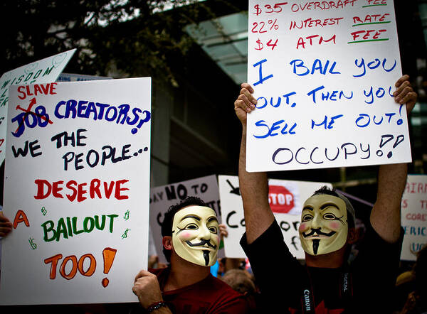Occupy Poster featuring the photograph Occupiers and Their Signs by Andres Leon