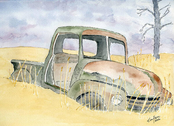 Truck Poster featuring the painting Old rusty truck by Eva Ason