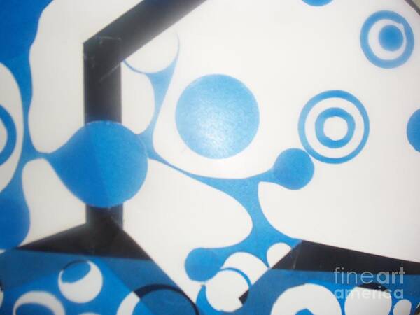 Blue Shapes Black Lines Poster featuring the tapestry - textile P1 by Damion Powell