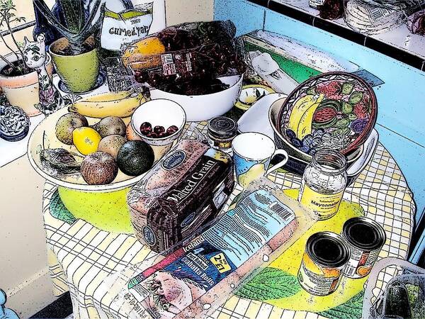 Pretty Poster featuring the digital art Patsy's Kitchen Table by Nina-Rosa Dudy
