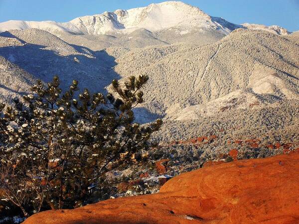 Pikes Peak Poster featuring the photograph Pikes Peak Stunning Snow by Clarice Lakota