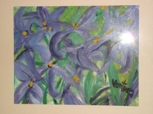 Purple Poster featuring the painting Purple Lilies by Clare Ventura