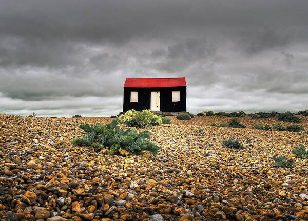 Red Poster featuring the photograph Red Roofed Hut by Andy Linden