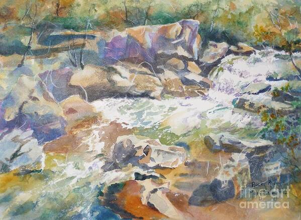 Rocky Poster featuring the painting Rocky River by Mary Haley-Rocks