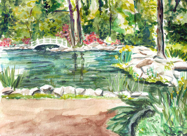 Pond Poster featuring the painting Sayen Pond by Clara Sue Beym