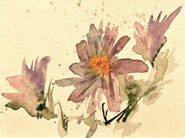 Aster Poster featuring the painting Soft Asters Aged Look by Beverley Harper Tinsley