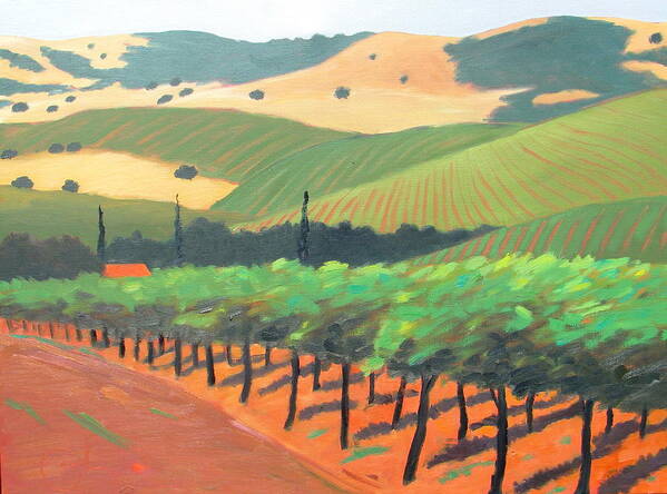 Vinyard Poster featuring the painting Sonoma Vinyard by Gary Coleman