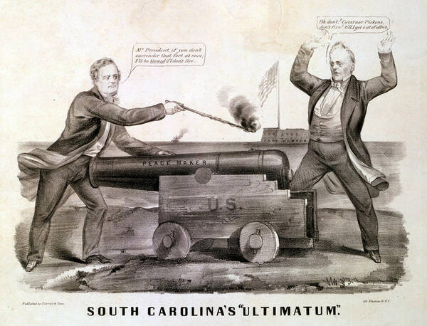 1860s Poster featuring the photograph South Carolinas Ultimatum. Editorial by Everett