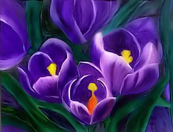 Flowers Poster featuring the painting Spring Crocus by Alethea M