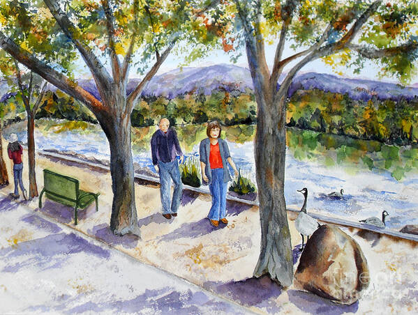 Strolling Poster featuring the painting Strolling Virginia Lake by Vicki Housel
